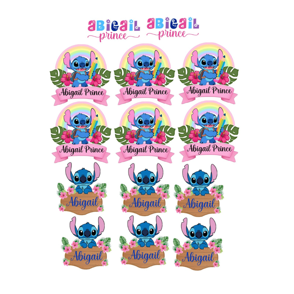 Personalized Kids School Name Labels - Lilo Stitch theme