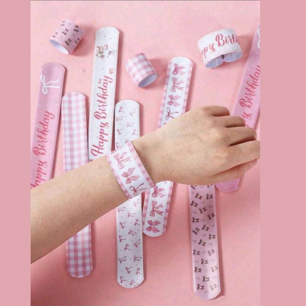 Bow pink wrist band slap watch 12pcs