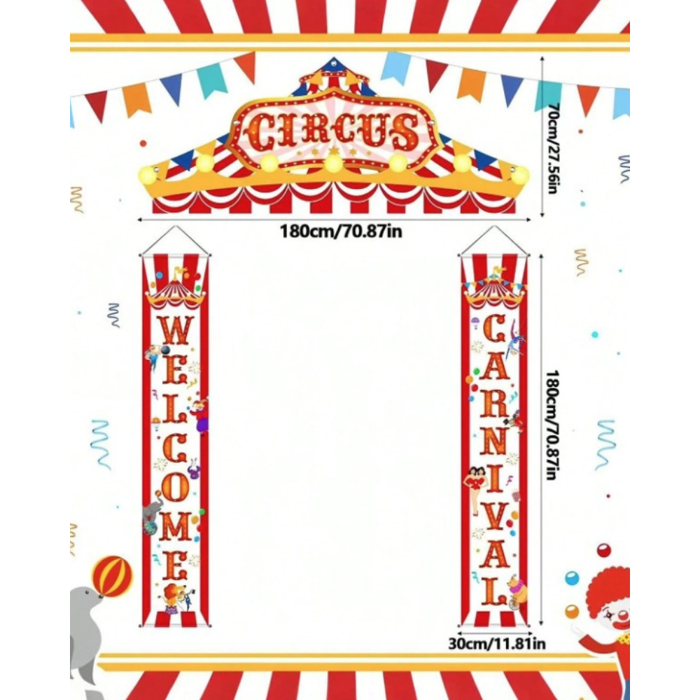 Carnival circus theme entrance banner welcome poster