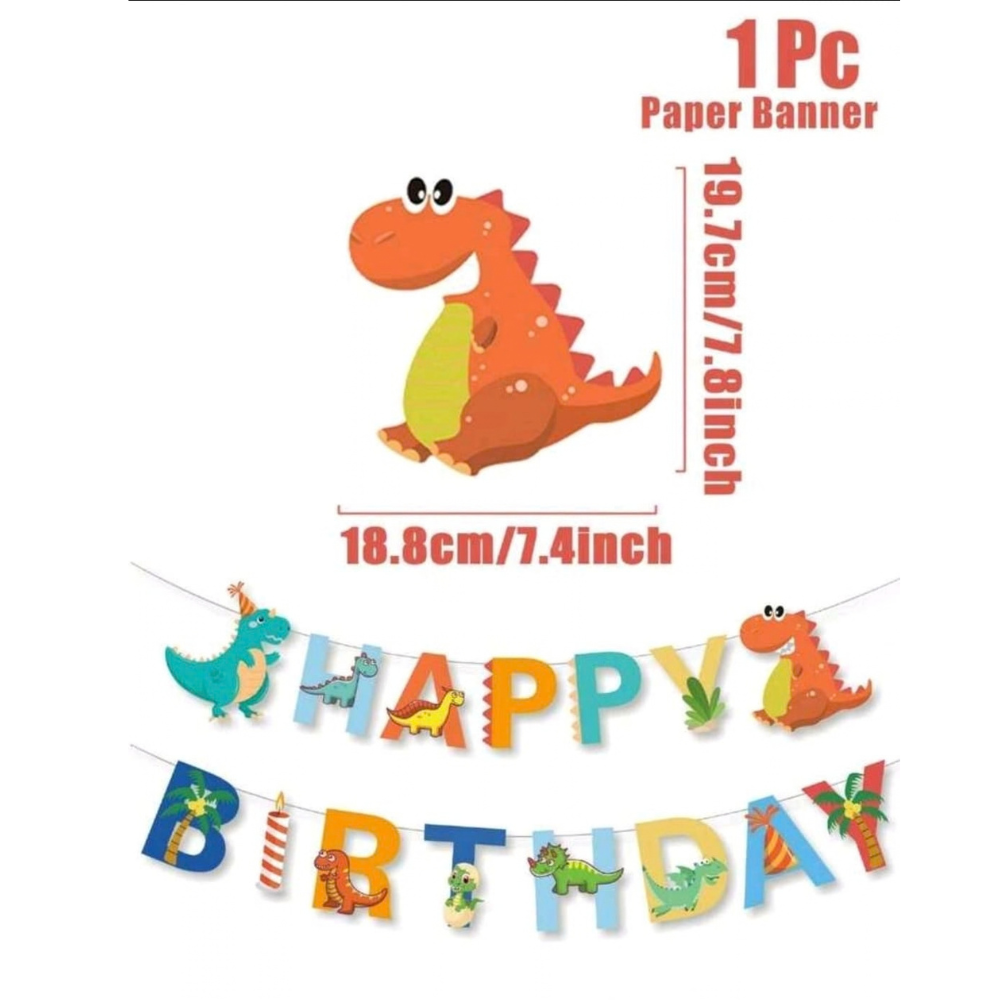 Dinosaur happy birthday paper banner