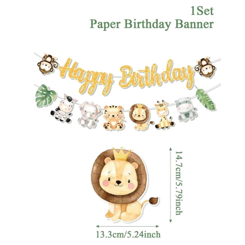 Happy birthday jungle safari theme banner