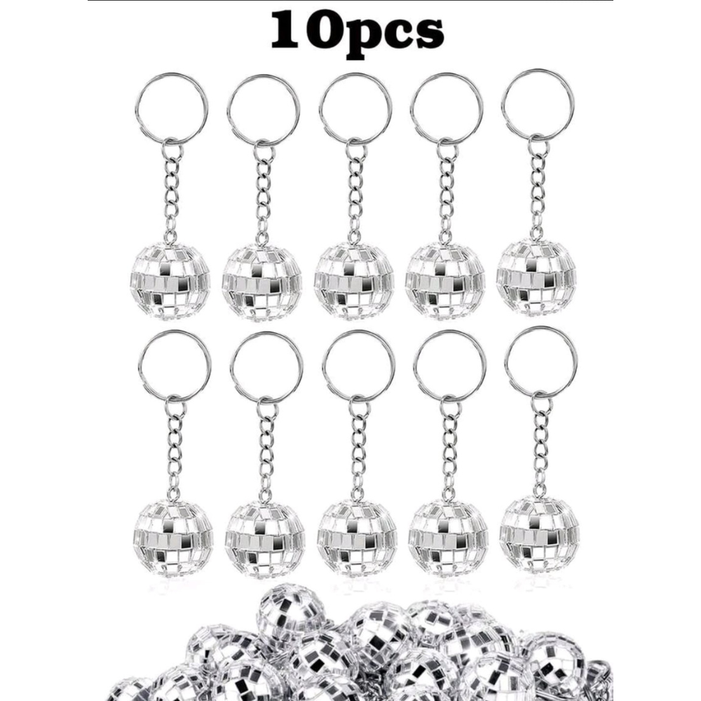 10pcs Mini Disco Ball Keychain – Cute Sparkling Pendant