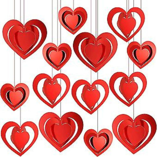 16pcs hanging heart pendants