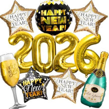 Happy New Year 2026 10 Pcs Foil Balloon Set