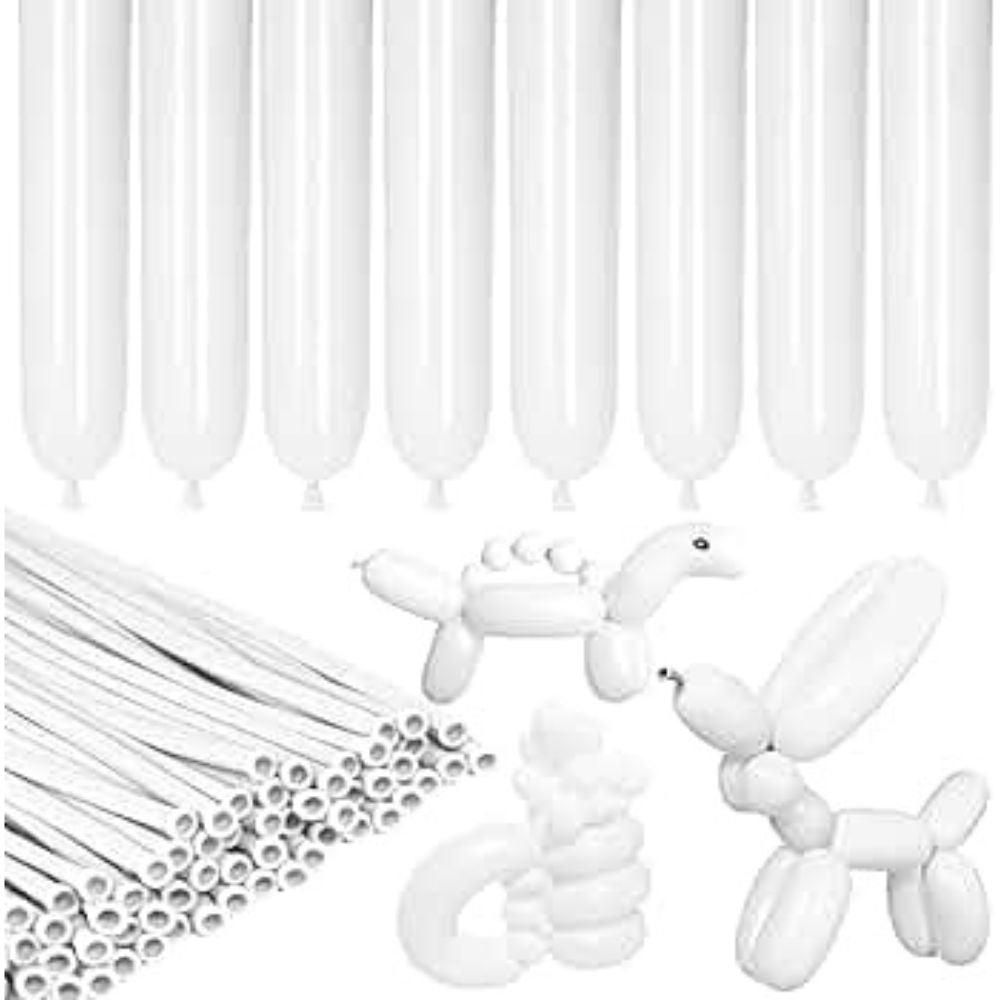 260 Balloon White Long Balloons - 100pcs Non Inflated