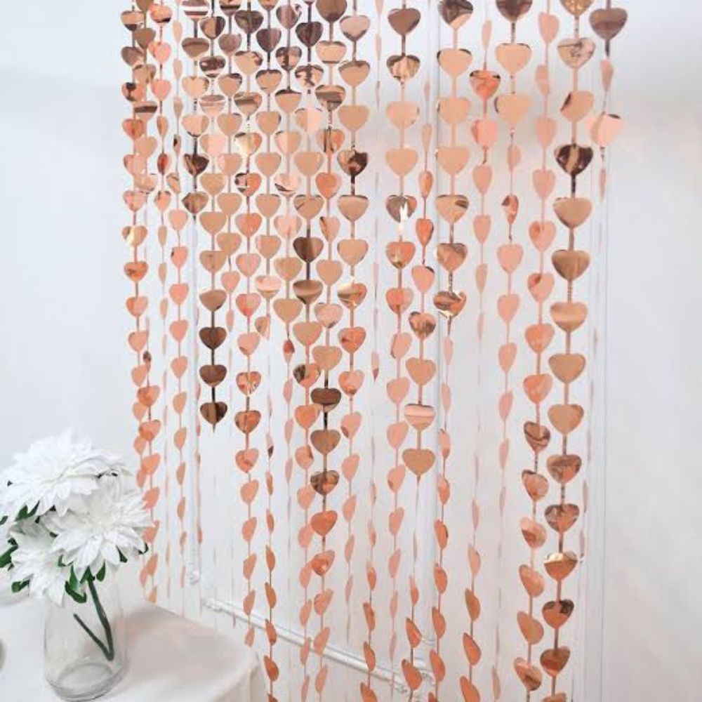 Rosegold Heart Curtain Foil 1m x 2m