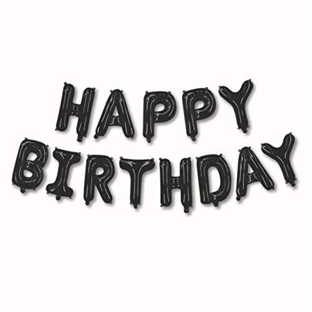 Black Happy Birthday Foil Text Banner - Non Inflated