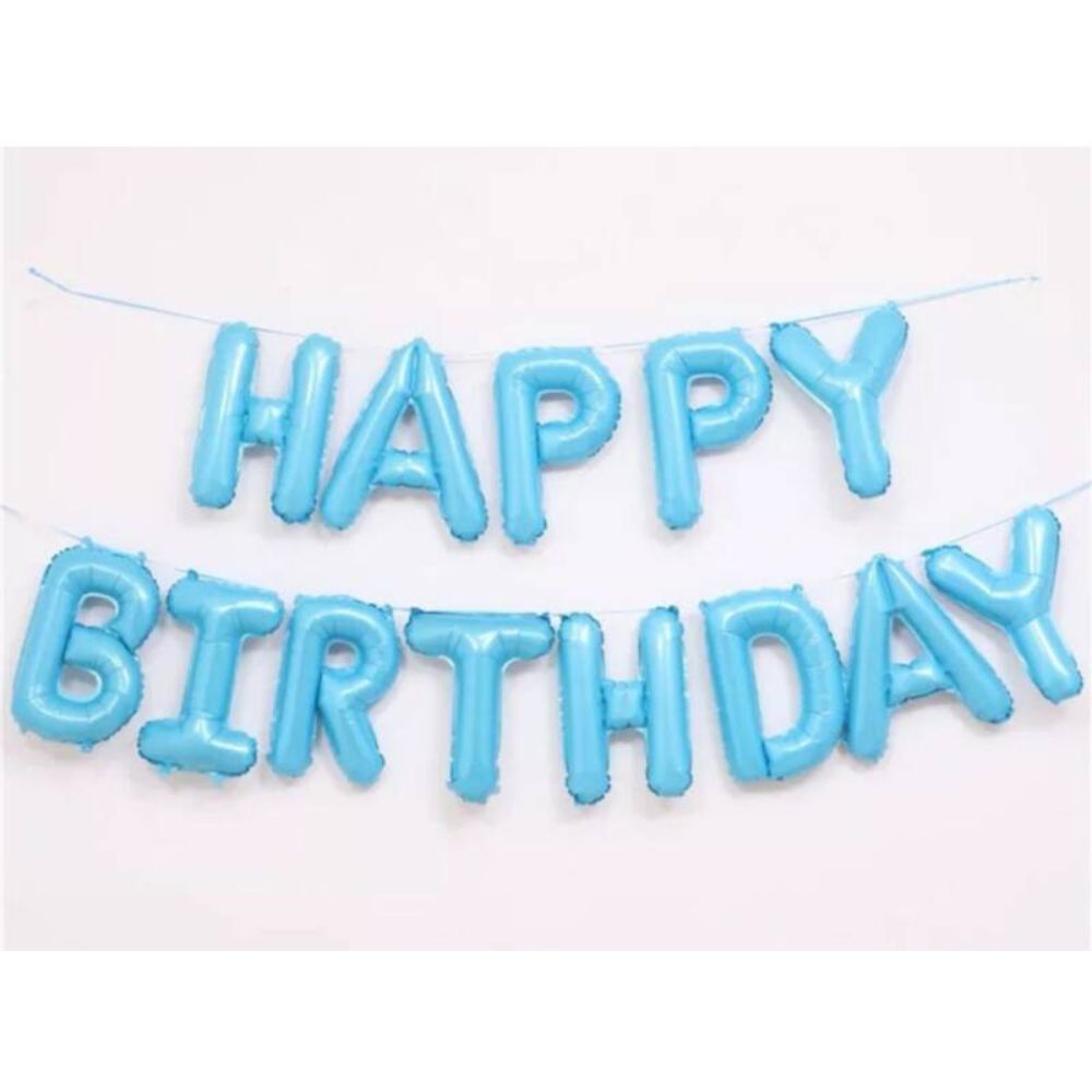 Blue Happy Birthday Foil Text Banner - Non Inflated