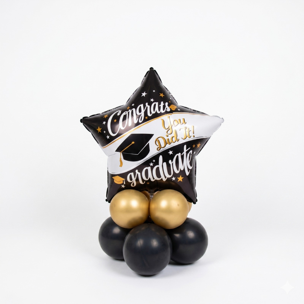 graduation star foil balloon centerpiece - air filled