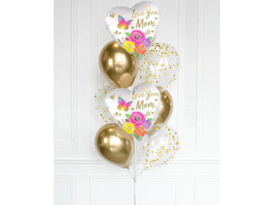 gold balloons with heart foil balloon for mothers day