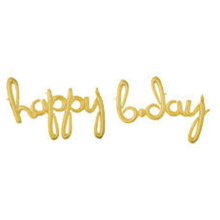 Happy birthday cursive air filled Gold