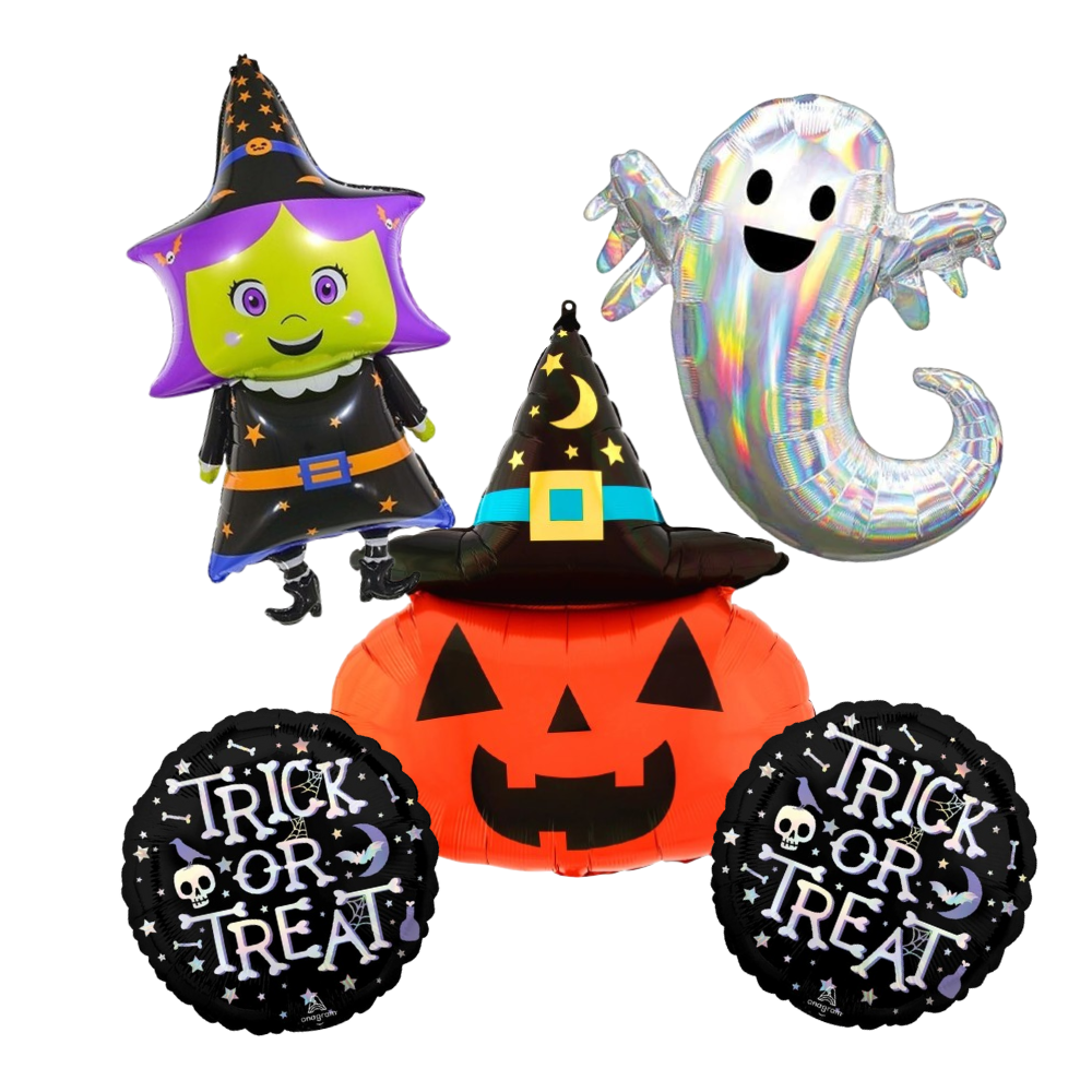 spooky scary boo helium balloons - 5 pcs