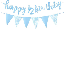 half Birthday with triangle banner Decoration blue