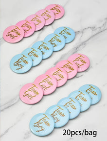 team boy team girl badges - pack of 20