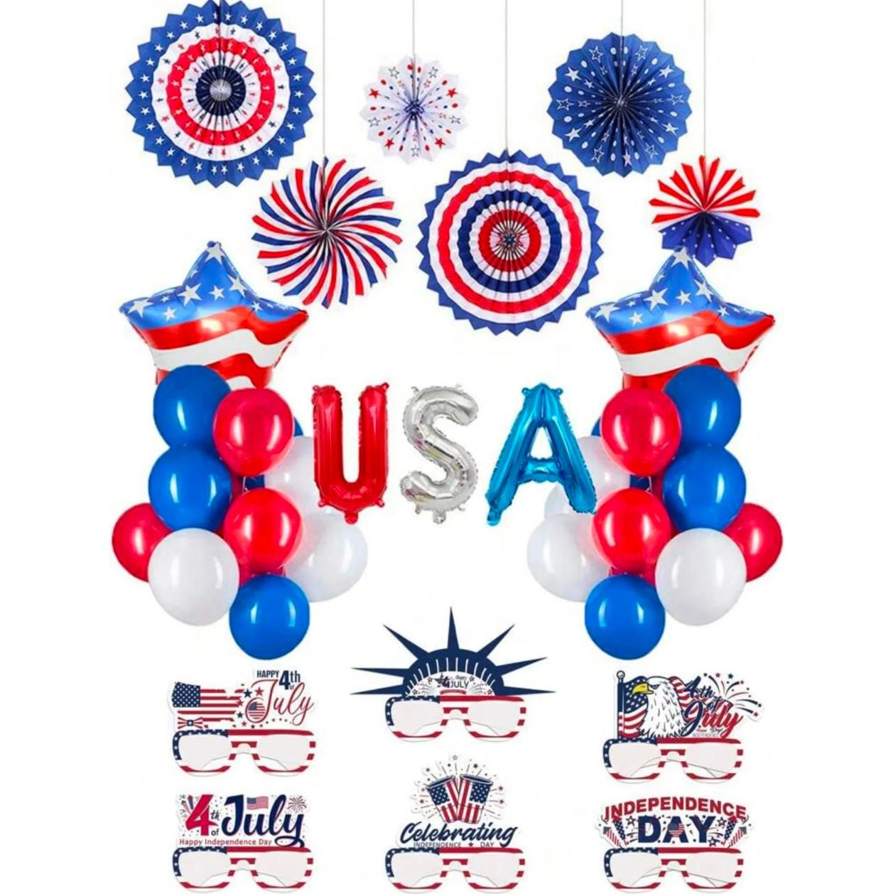 47 Pcs USA Independence Day Decoration- Non Inflated