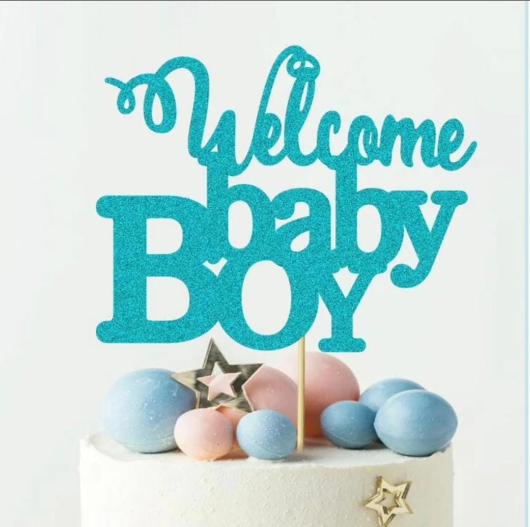 Welcome Baby Boy Cake Topper