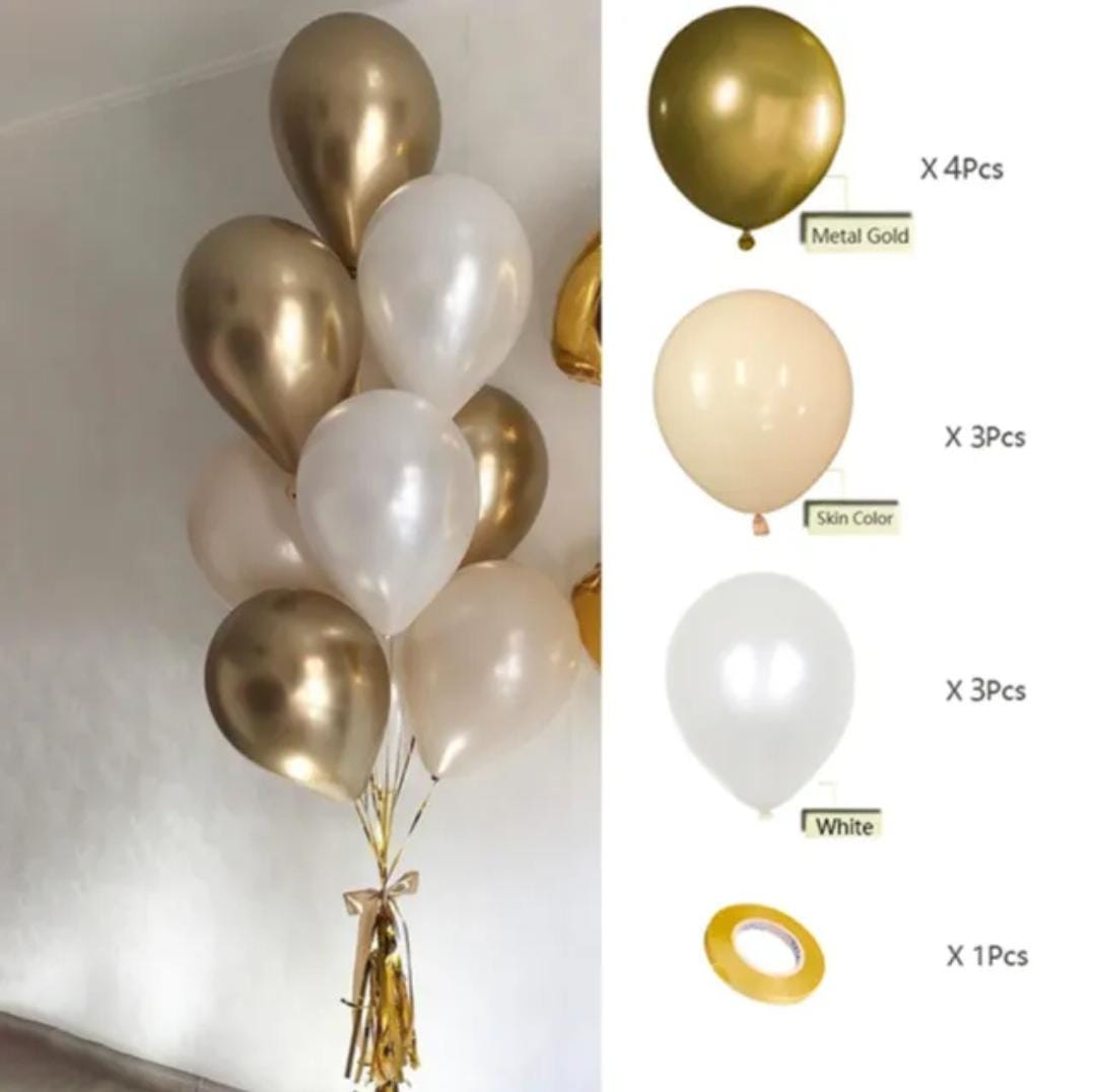 Gold, Pearl White, Beige Helium Balloons