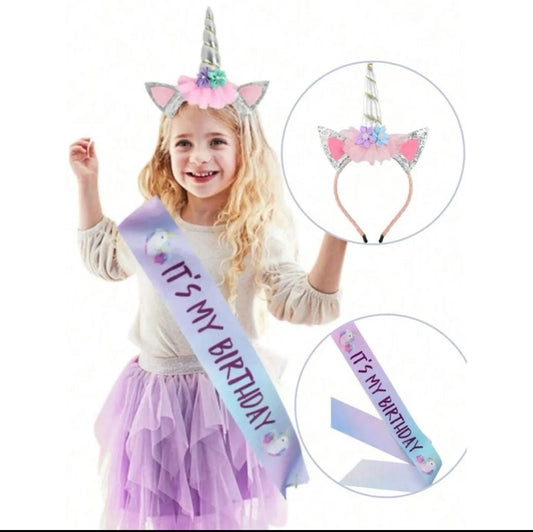 Unicorn Birthday Sash And Headband