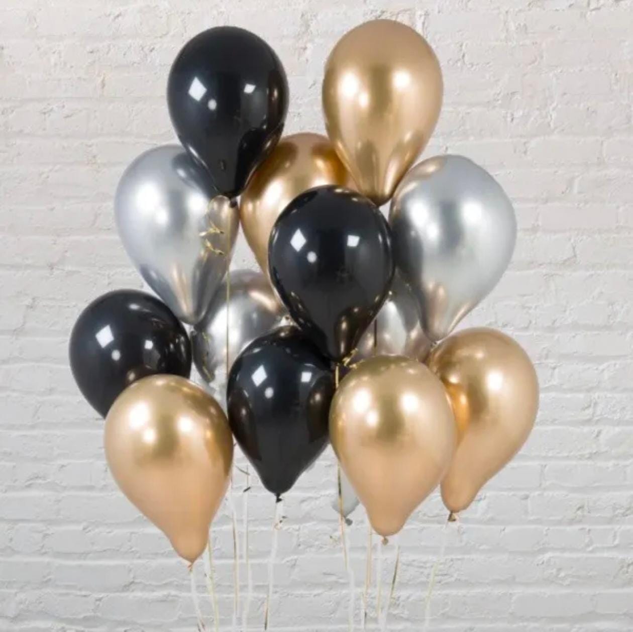 Gold Silver Black Helium Balloons