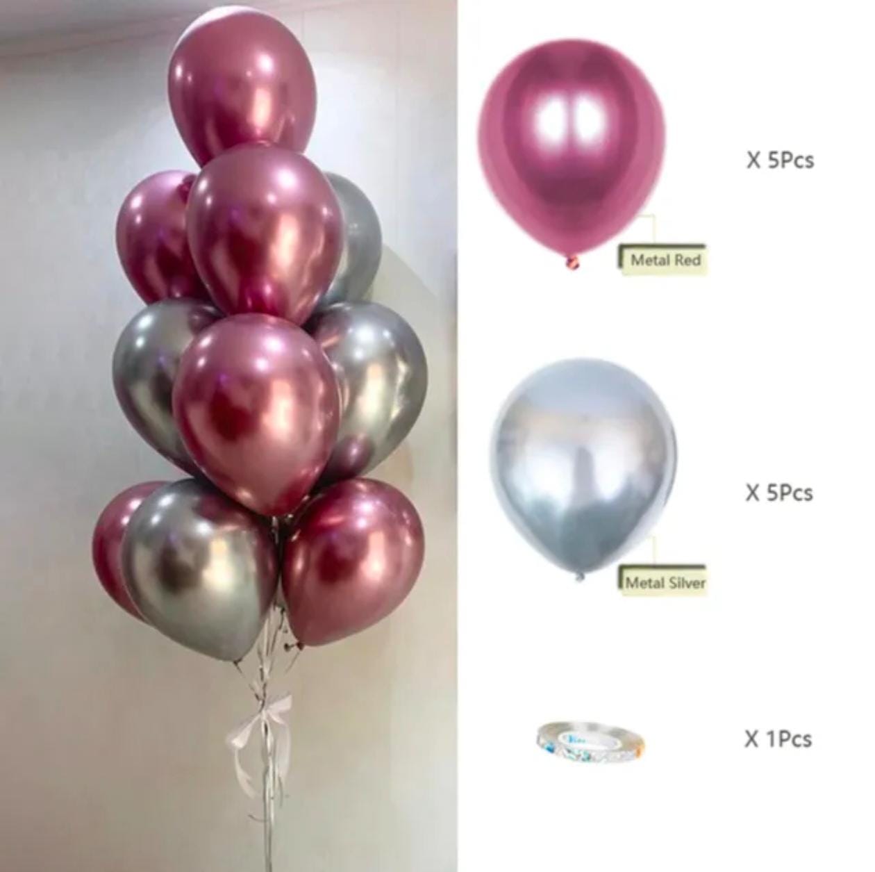 Pink Silver Helium Balloons