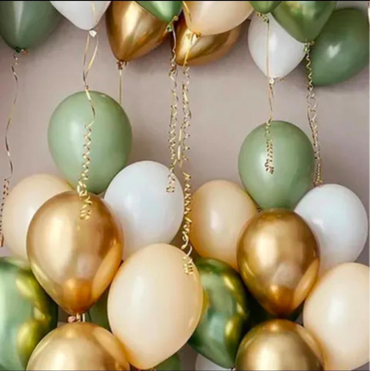 Sage Green and Beige Helium Balloons