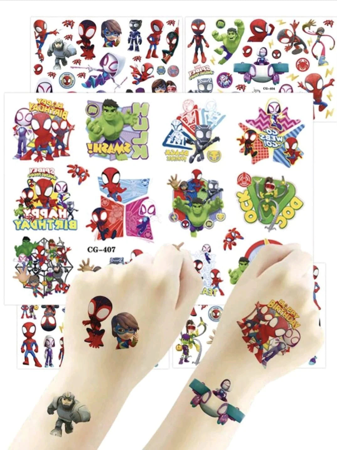 Spider man Hulk Super Hero Tattoos square