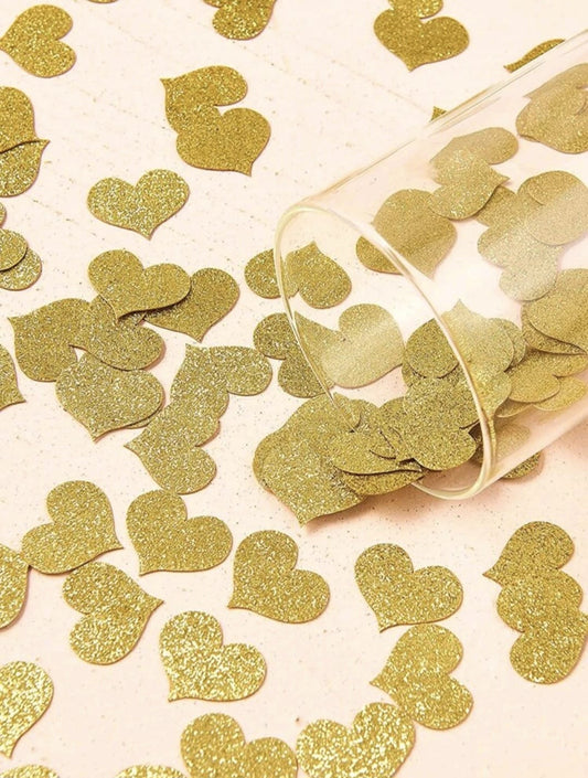 100 pcs Gold Heart Confetti