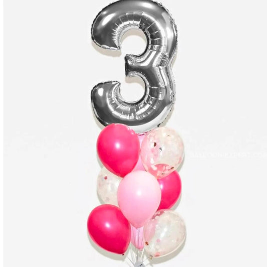 Number with latex balloons helium filled