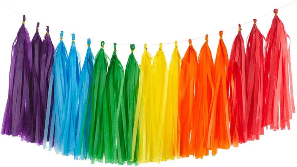 Rainbow Tassel Garland - Festive Party Decoration 30 tasels