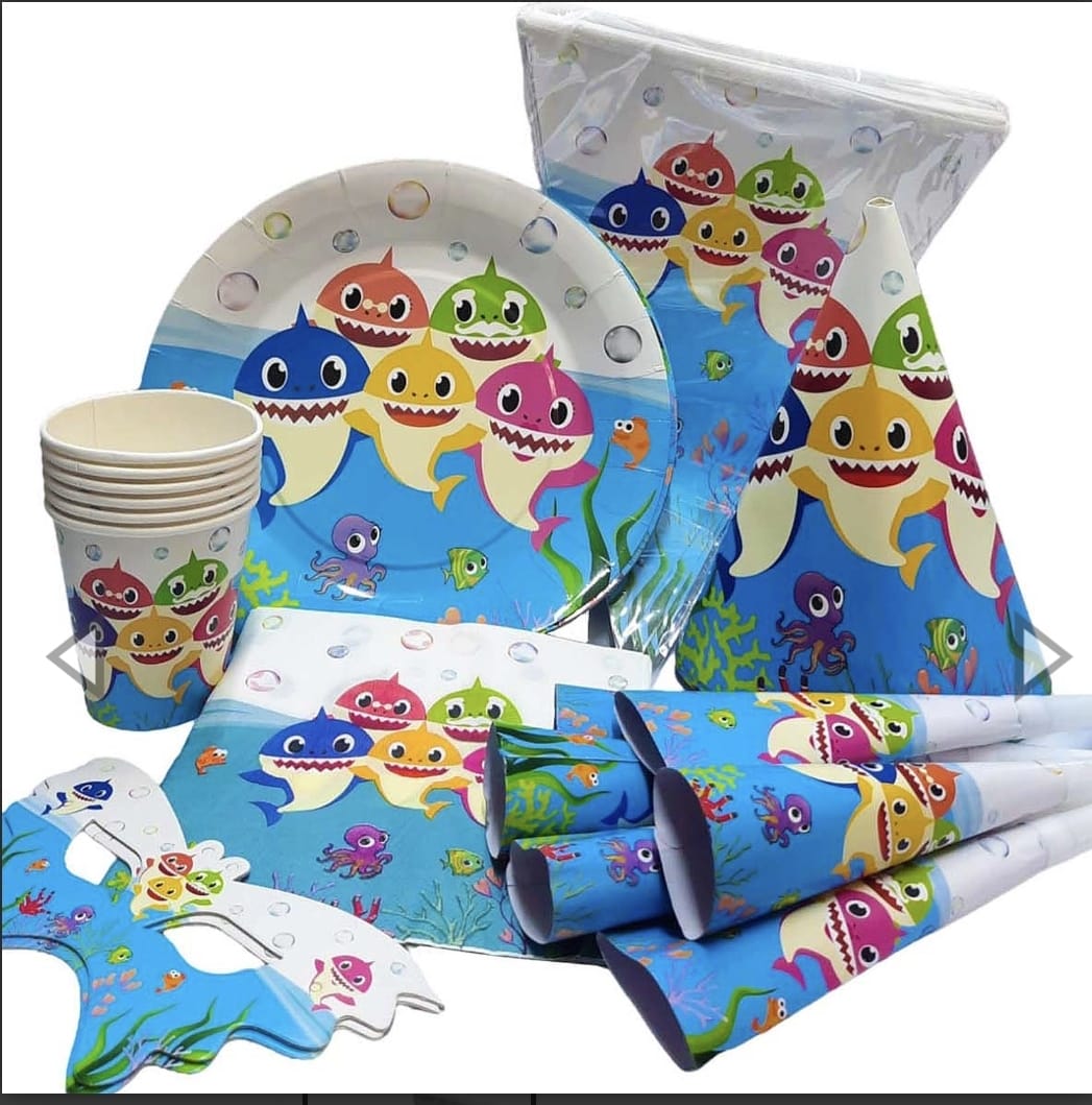 Baby shark web party set - serves 6