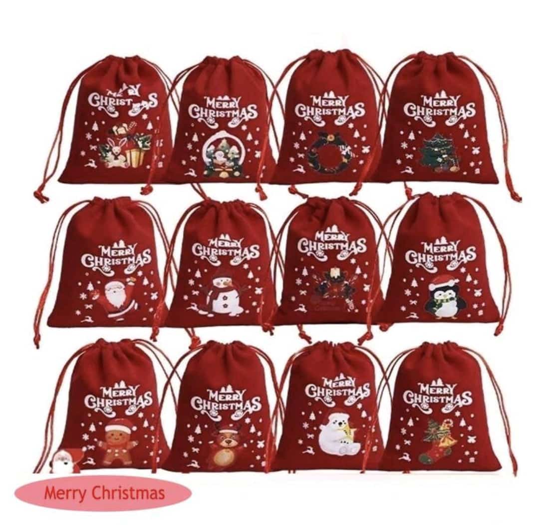 Velvet bag 6pcs Merry christmas