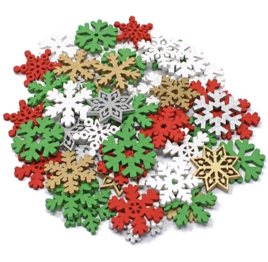 50PCS SNOWFLAKE 25MM colorful