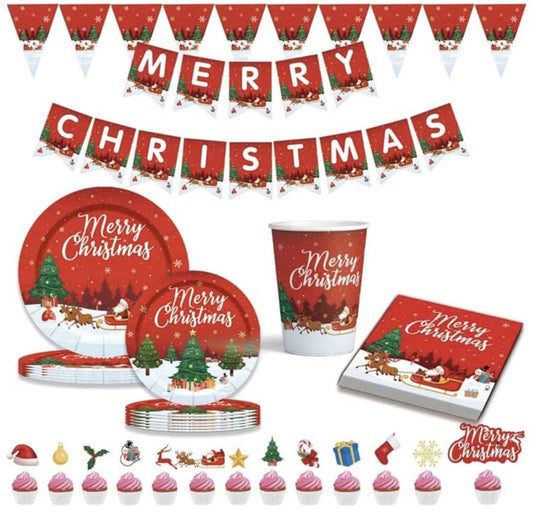 RED CHRISTMAS PARTY SET serves 20