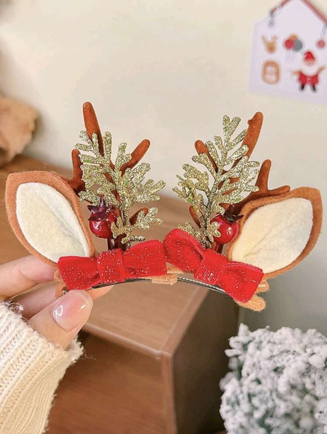 2PC HAIR CLIP - REINDEER