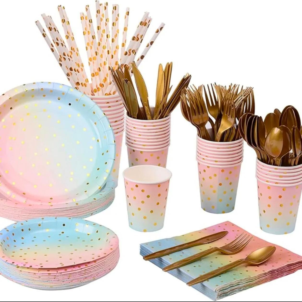 pastel color plate and cutlery sets