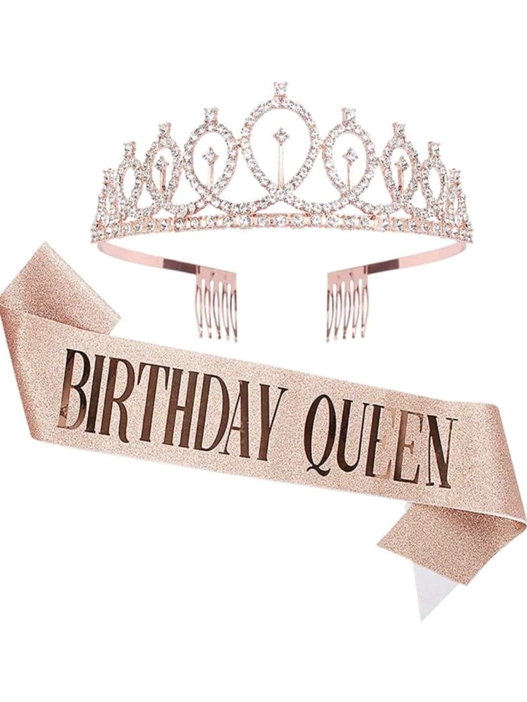 rosegold birthday queen sash and tiara