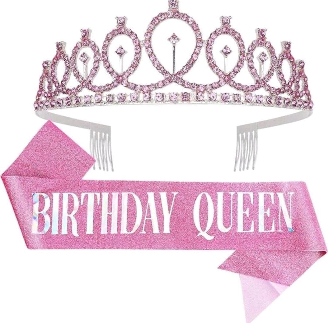 Pink birthday queen sash and tiara