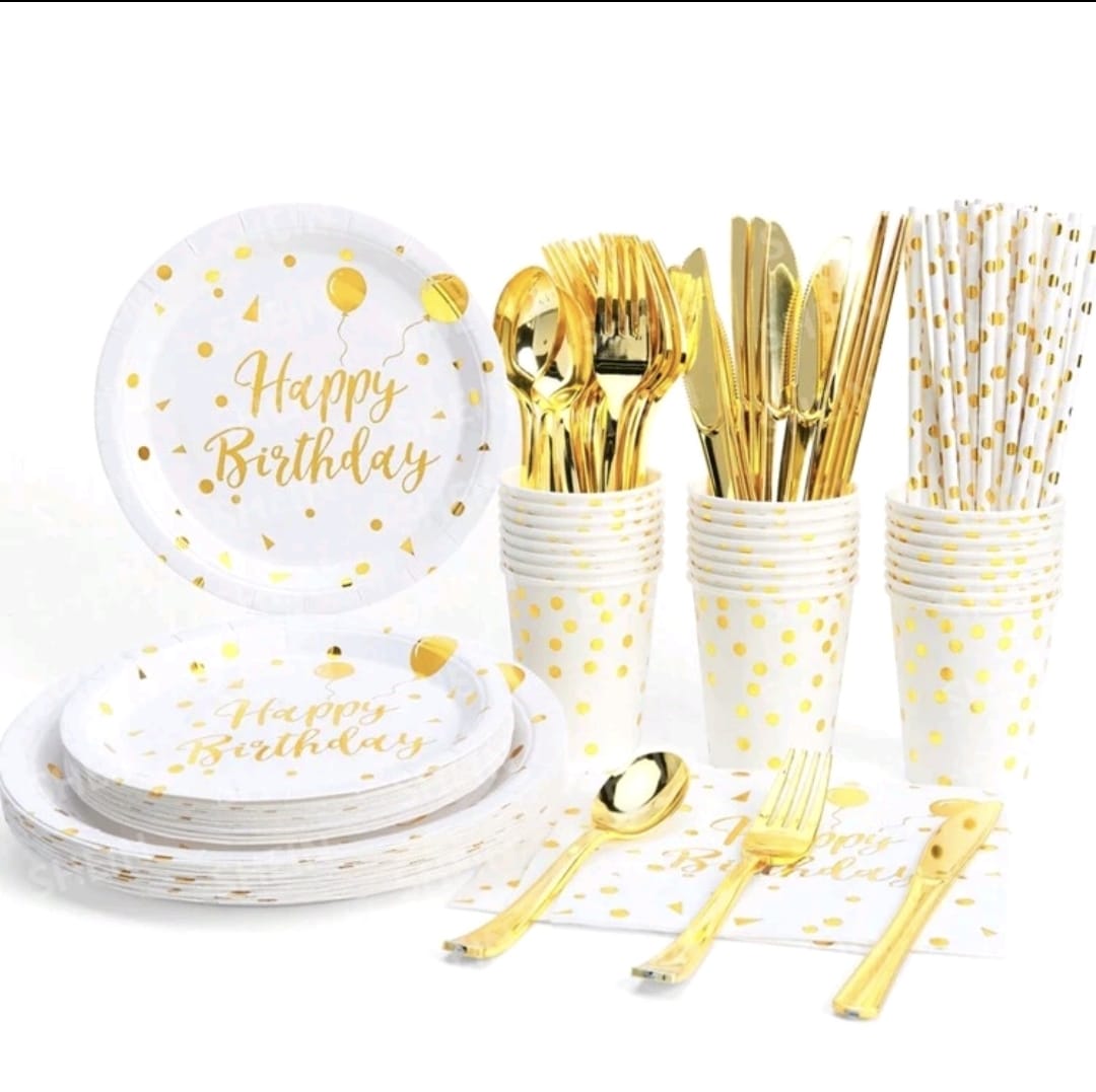 Happy birthday printed disposable tableware Serves 20