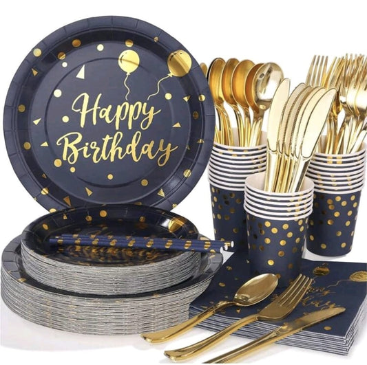 Happy birthday printed disposable tableware  Serves 20