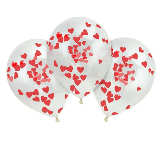 Red heart confetti balloons 10 pcs helium filled