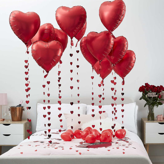 1pc red heart helium filled balloon with heart tail