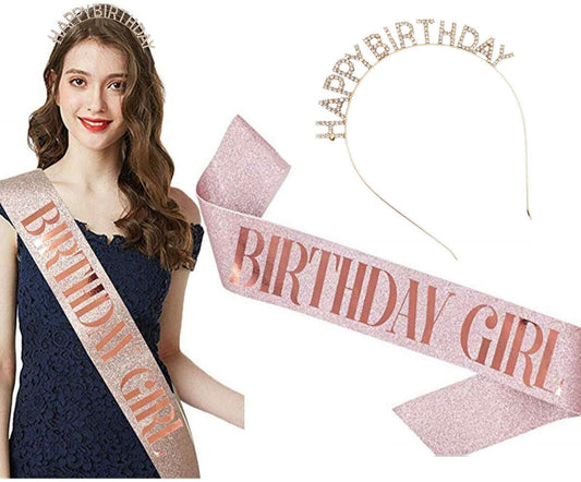 Birthday girl rosegold  - sash and tiara