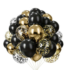 Black and gold balloon combo
