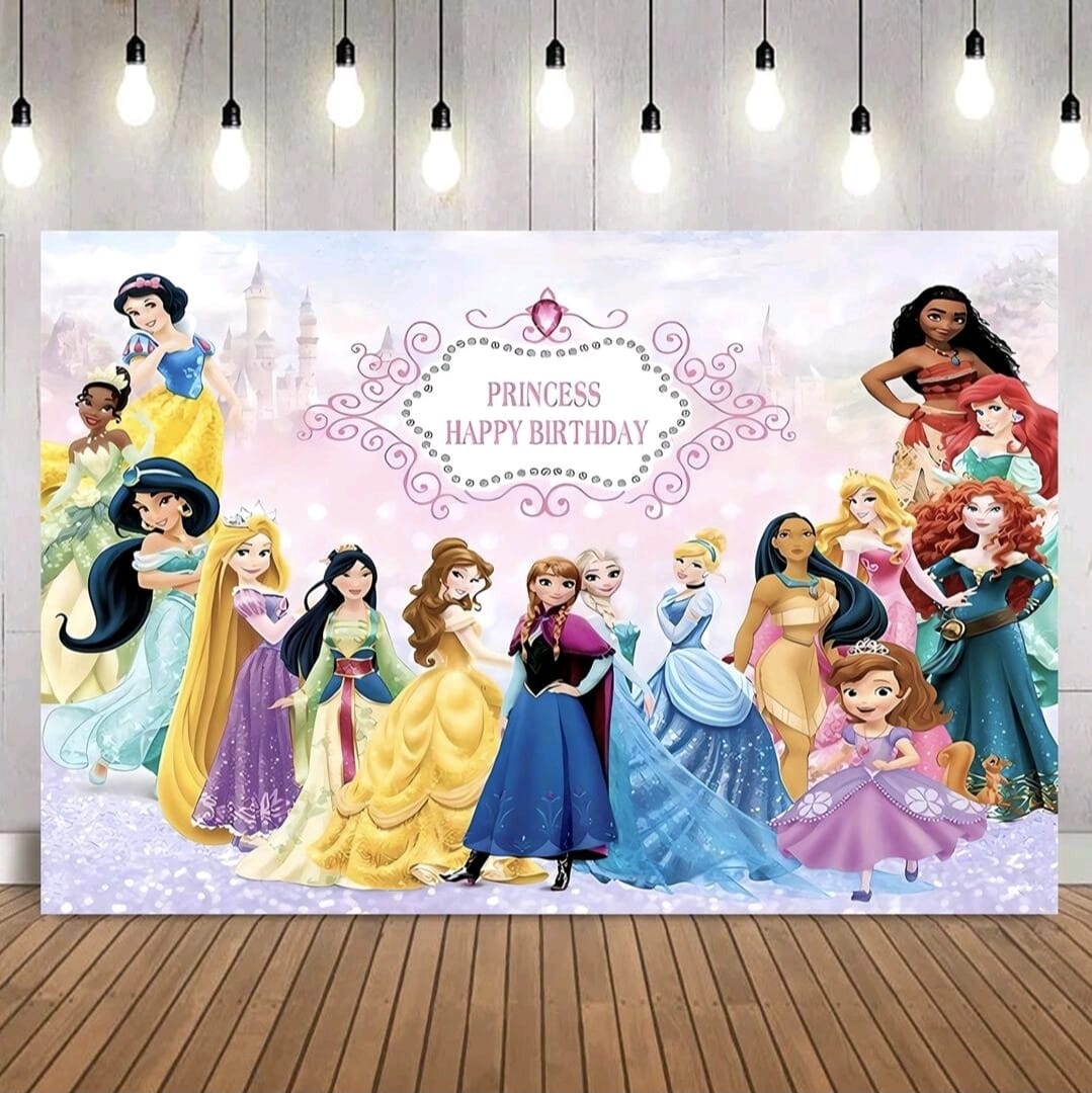 Princess backdrop birthday poster 210x150cm