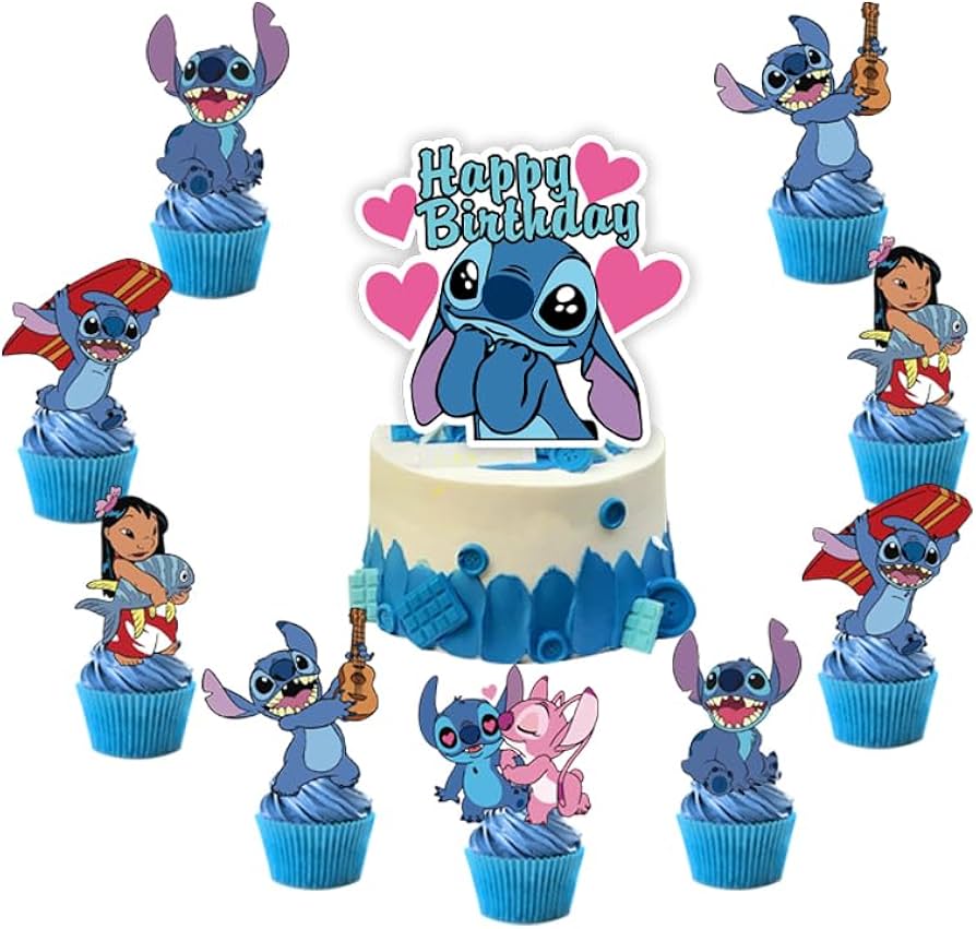 Lilo stitch cake and cup cake topper