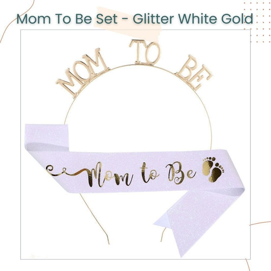Mom to be sash and tiara gold