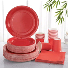 Red plate cup tissue tableware serves 24