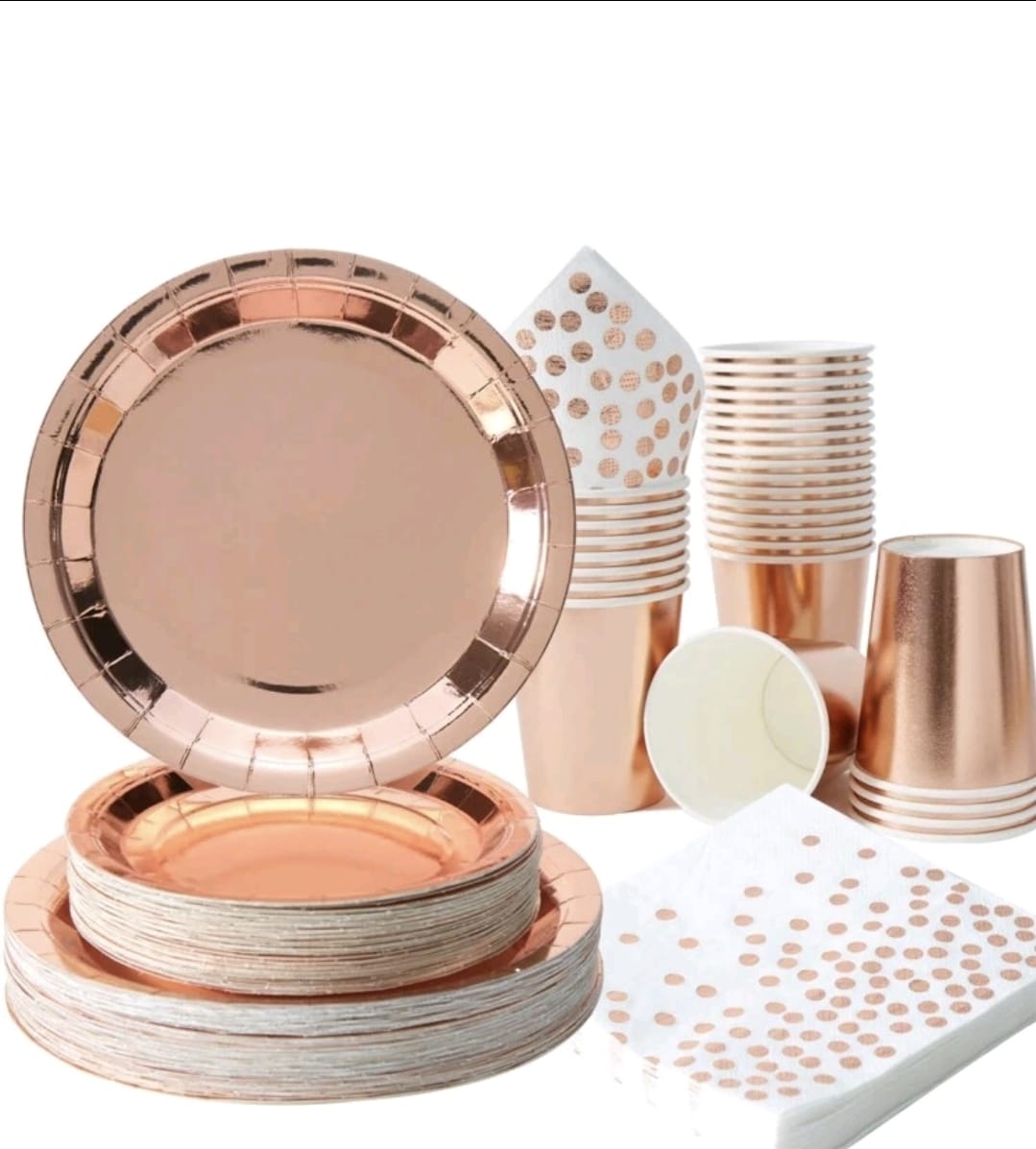 Rosegold plate cup tissue tableware serves 25