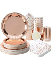Rosegold plate cup tissue tableware serves 25