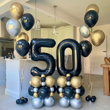 Number base with helium balloon bunch